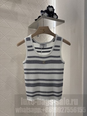 Chanel Striped Knit Top white/black