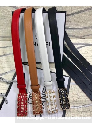 Chanel Width 2.5cm Chain Logo Buckle Leather Belt