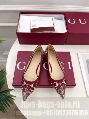 Gucci Women's Erin Gg Crystal Canvas Flat Red 2025