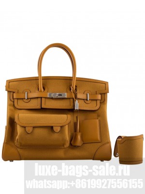Hermes Birkin 35 Canvas & Swift Leather Cargo Light Coffee