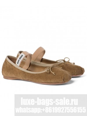 Miumiu Women's Corduroy Ballerinas Dark Coffee