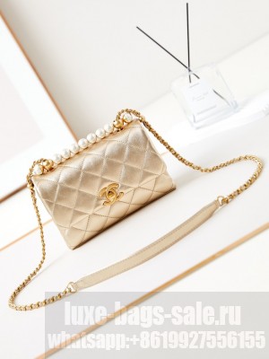 Chanel MINI FLAP BAG WITH TOP HANDLE AS5001 gold