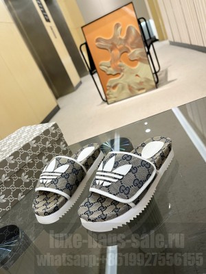 Adidas x Gucci women's platform GG cotton sponge sandal 2022 Collection 011
