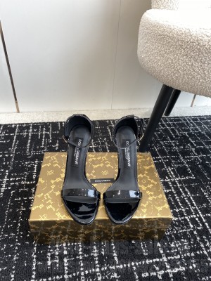 Dolce & Gabbana 10cm Black Patent Leather sandals 2024