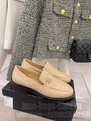 Chanel 4cm Quilting CC Loafers Beige Spring 2022 Collection