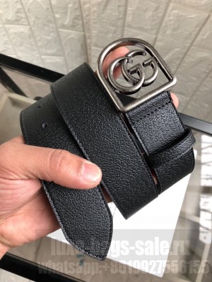 Gucci Leather Belt 38mm with Framed D Double G Buckle Black/Silver 2019 Collection