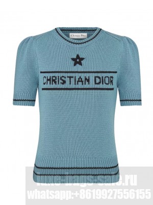 Christian Dior Women's Short-Sleeved Sweater Blue