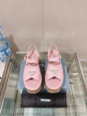 Prada Cork Platform Sandals Pink