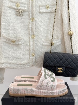 Chanel Tweed CC Logo Slide Mule Pink 2 2025