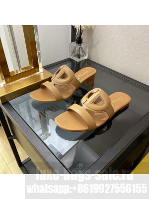 Dior D-CLUB Calfskin Slide Mule Sandals 2022 Collection Brown