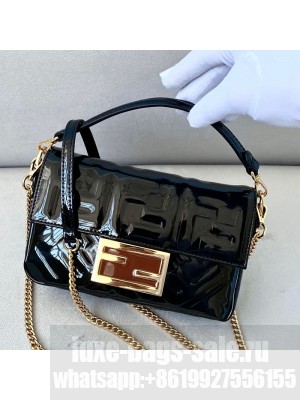 Fendi Baguette Mini Bag in Black Patent Leather  2021 Collection