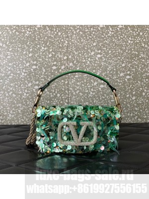 VALENTINO V-logo MINI LOCO sequin and leather bag WA0K53-4