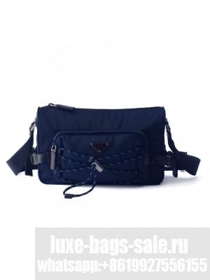 Prada Speedrock Re-Nylon and Leather Shoulder Bag Dark Blue