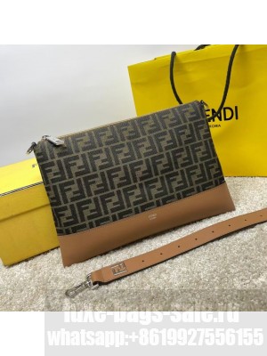 Fendi After FF Camellia-colored leather bag with laser-cut FF F7604 brown