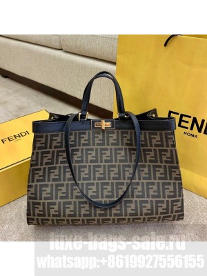 Fendi Peekaboo X-Tote FF Canvas Tote Bag Brown/Black 2021 Collection