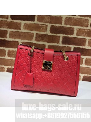 Gucci Padlock GG Embossed Leather Medium Shoulder Bag 479197 Red Collection