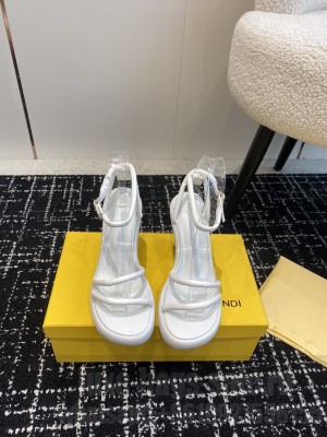 Fendi Women's White Baguette Ff Leather Sandal