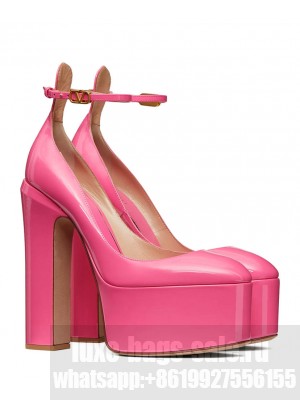 Valentino Garavani Tan-Go Platform Pump In Patent Leather 155mm Peachblow