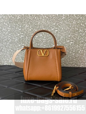 VALENTINO Alltime small grain calfskin bag B0Q26 brown