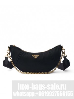 Prada Demi-lune Re-Nylon Shoulder Bag 1BH222 Black