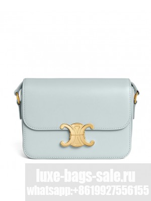 Celine Teen Triomphe Bag In Shiny Calfskin Blue