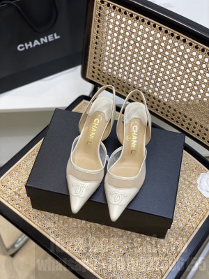 Chanel Pointed Toe High-Heel 8cm Calfskin Slingback Pumps Beige 2022 Collection