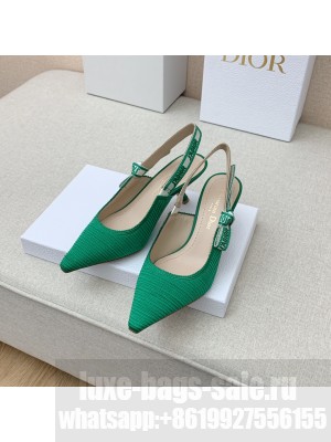 DIOR HEEL 6.5CM J'ADIOR SLINGBACK PUMPS IN COTTON EMBROIDERY GREEN 2022 COLLECTION