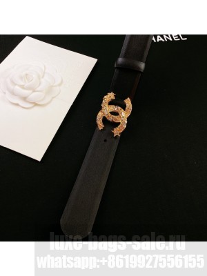Chanel Calfskin Belt 3cm with Star CC Buckle Black  2021 Collection 02