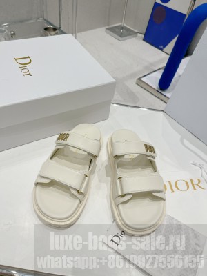 Dior DiorAct White Lambskin Flat Slide Sandals 2022 Collection
