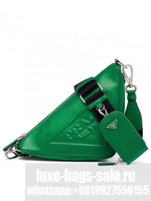 Prada Leather Triangle shoulder bag 1BH190 Green
