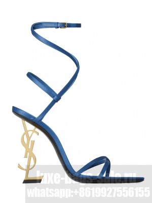 Saint Laurent Women's Opyum Sandals In Satin Crepe Blue