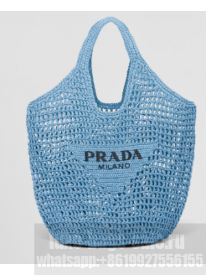 Prada Crochet tote bag 1BG424 light blue