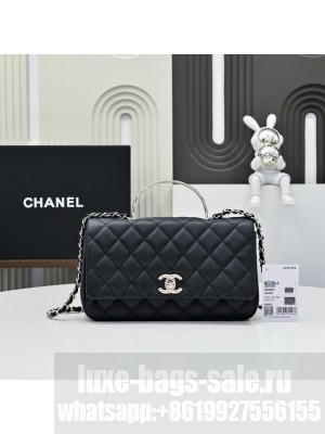 Chanel SMALL FLAP BAG CLUTCH WITH CHAIN Gold-Tone Metal AS5554 BLACK