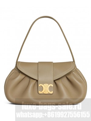 Celine Medium Polly Bag In Supple Calfskin Khaki
