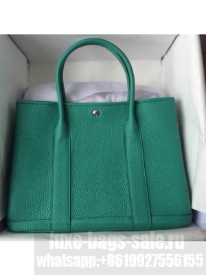 Hermes Leather Garden Party Medium Bag In Green