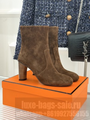 Hermes Licol 70 ankle boot in brown suede