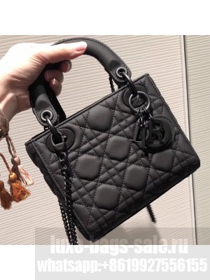 Lady Dior Mini Bag in Cannage with Chain All Black