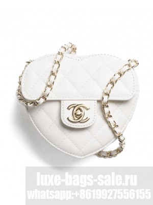 Chanel Heart-Shaped Chain Handbag AP2784 White