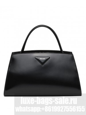Prada Brushed Leather Handbag 1BA327 Black