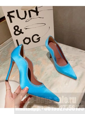 Amina Muaddi                                                                                        Romy pump blue