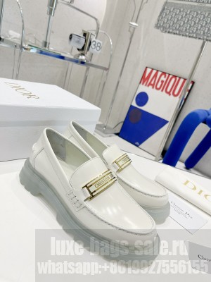 Dior Brushed Calfskin Code Loafers White 2022 Collection
