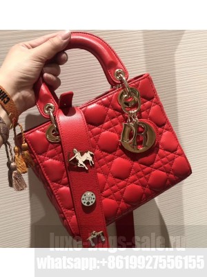 Lady Dior My ABCDior Bag in Cannage with Badges Red 2019