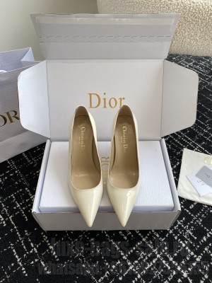 Christian Dior 7.5cm Tribales Patent Leather Pumps Cream