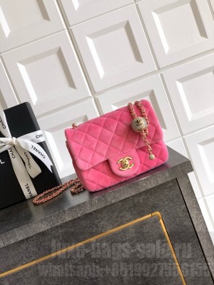 Chanel Mini Classic Handbag velvet AS1786 pink