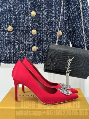 Louis Vuitton LV Initials accessory Satin Pump Red