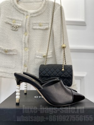 Chanel Pearl Heel 8.5cm Slide Mule 09