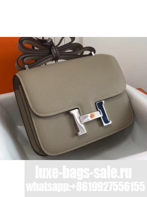Hermes Constance Mini/MM Bag in Epsom Leather Light Gray with Silver Hardware