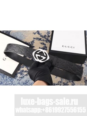 Gucci Guccissima Belt with interlocking G 3.8cm Width Silver Hardware
