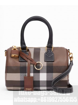Burberry Check And Leather Mini Bowling Bag