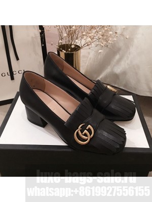 Gucci Leather GG Fringe Pumps 408208 Black 2019 Collection